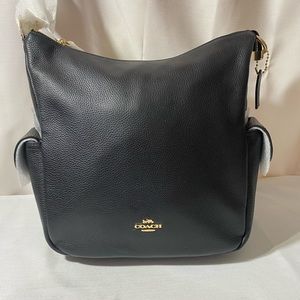 Coach Shoulder Bag Black Leather